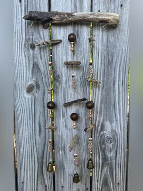 Hand Crafted Brown Bead Driftwood Wind Chime